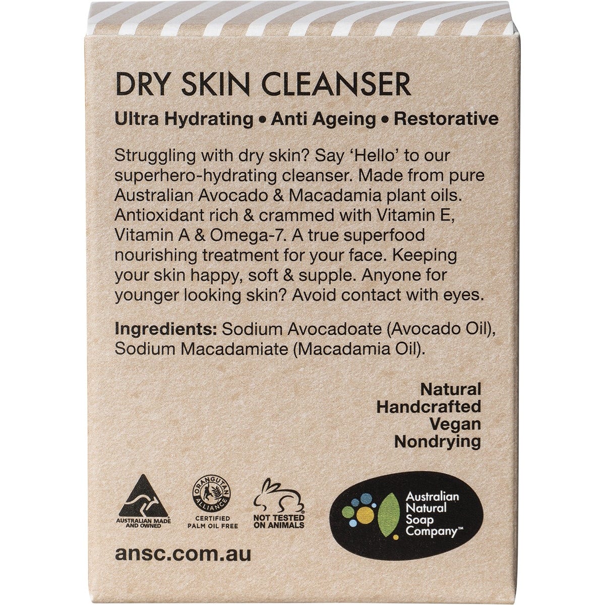 Australian Natural Soap Co Face Care Dry Skin Cleanser Avocado & Macadamia Oils