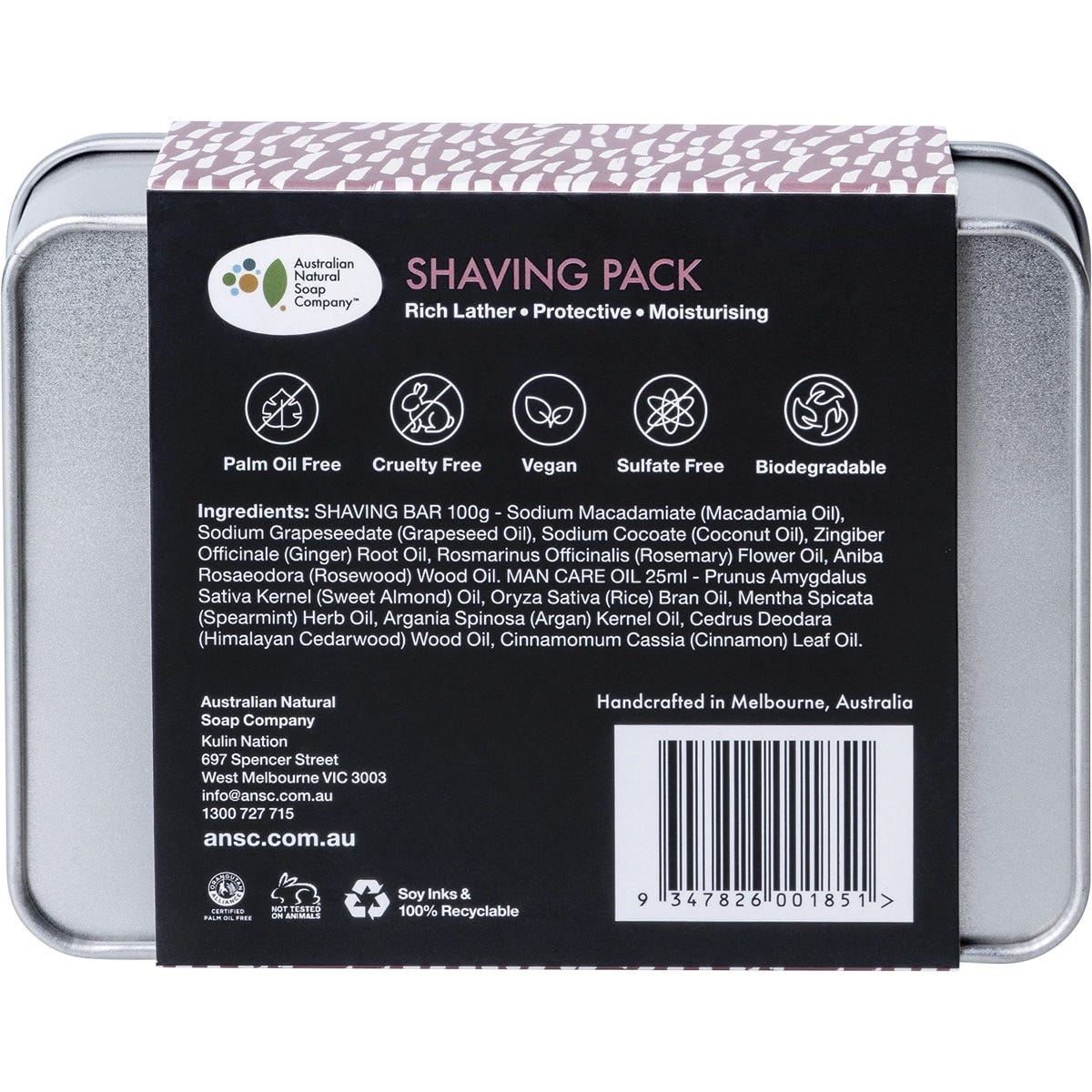 Australian Natural Soap Co Self Care Collection Shaving Pack