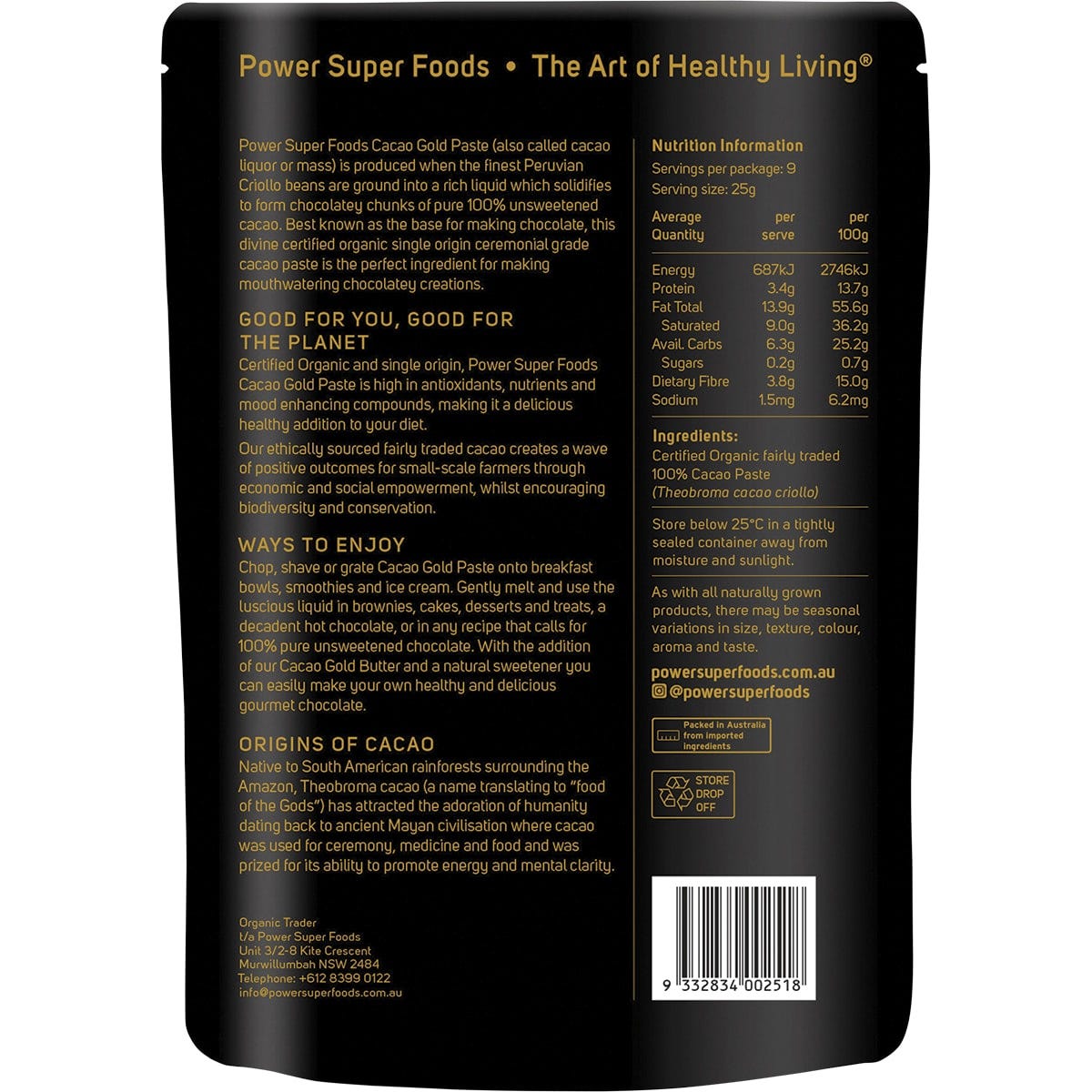 Power Super Foods Cacao Gold Paste Chunks