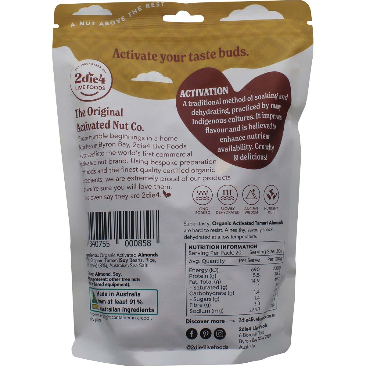 2Die4 Live Foods Organic Activated Tamari Almonds