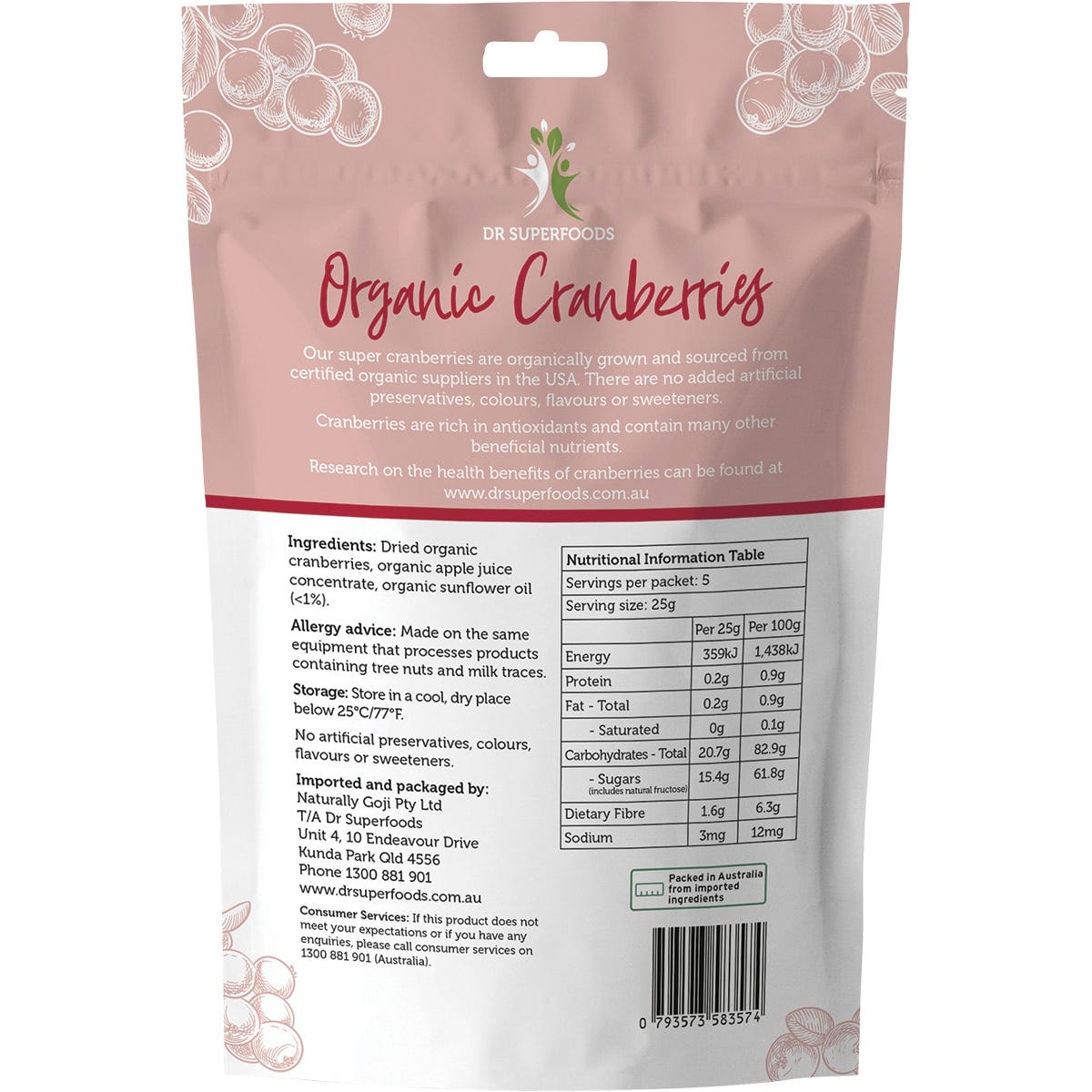 Dr Superfoods Dried Cranberries Organic