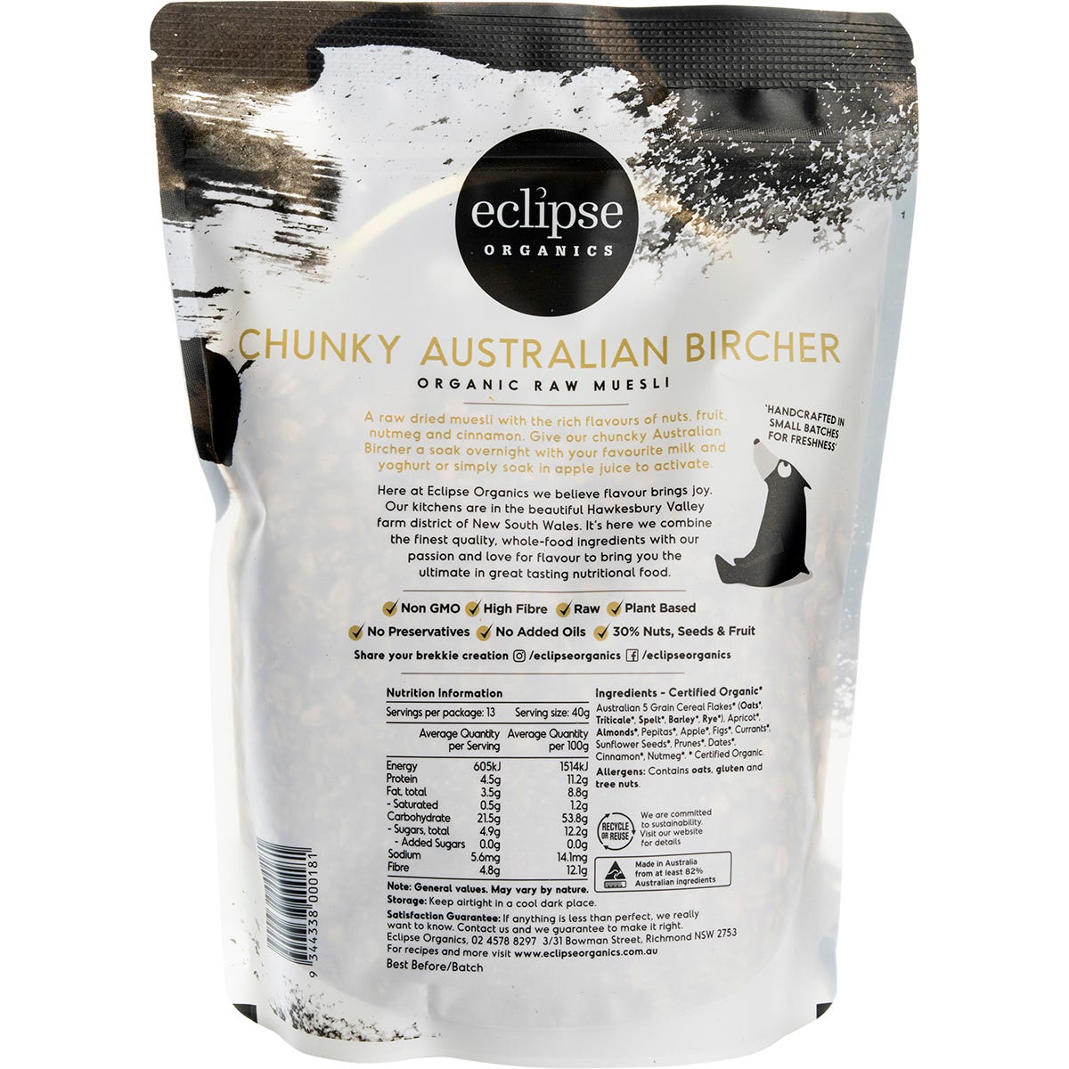 Eclipse Organics Organic Bircher Chunky Australian Muesli