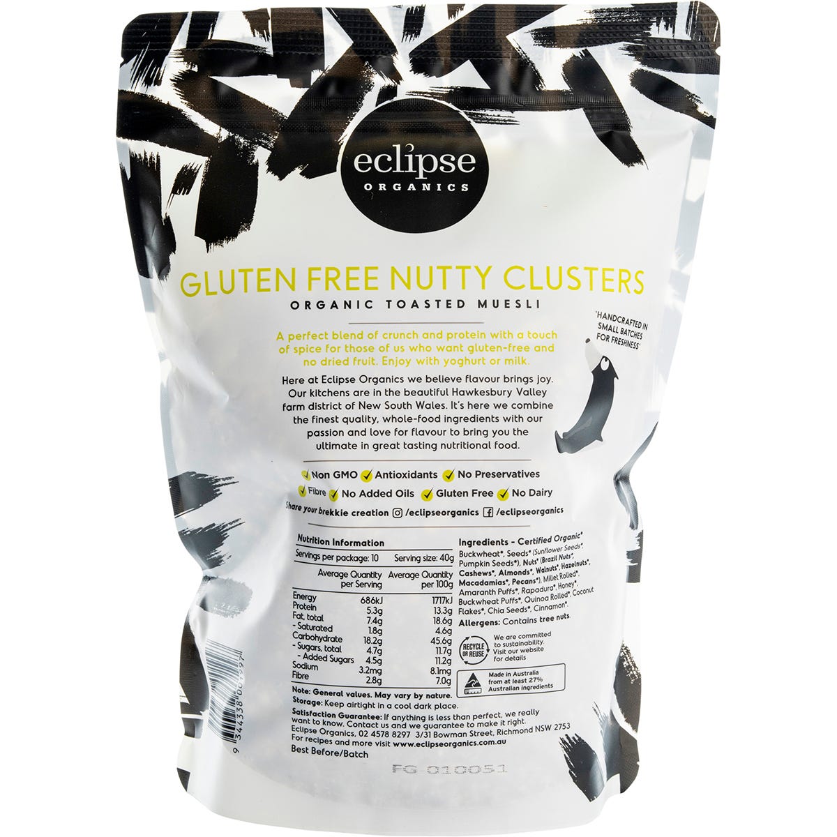 Eclipse Organics Organic Muesli Gluten Free Nutty Clusters