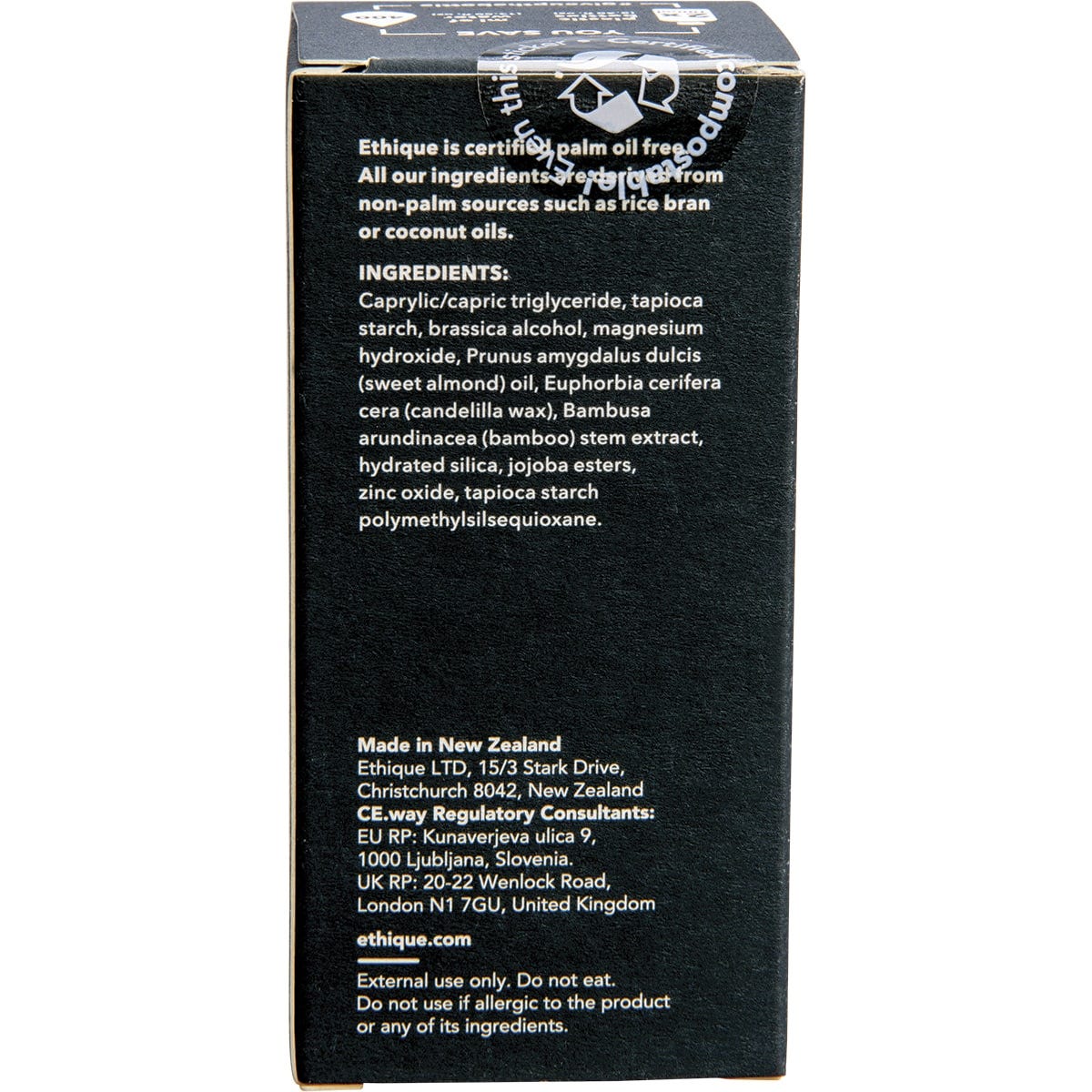 Ethique Solid Deodorant Stick Minimalist Unscented