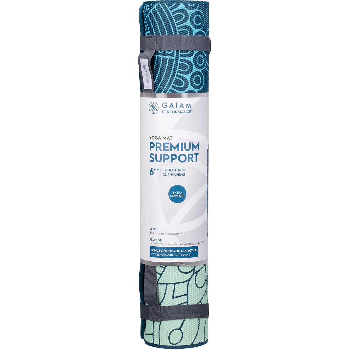 Gaiam Yoga Mat Premium Support 6mm Sea Glass 61cm x 173cm