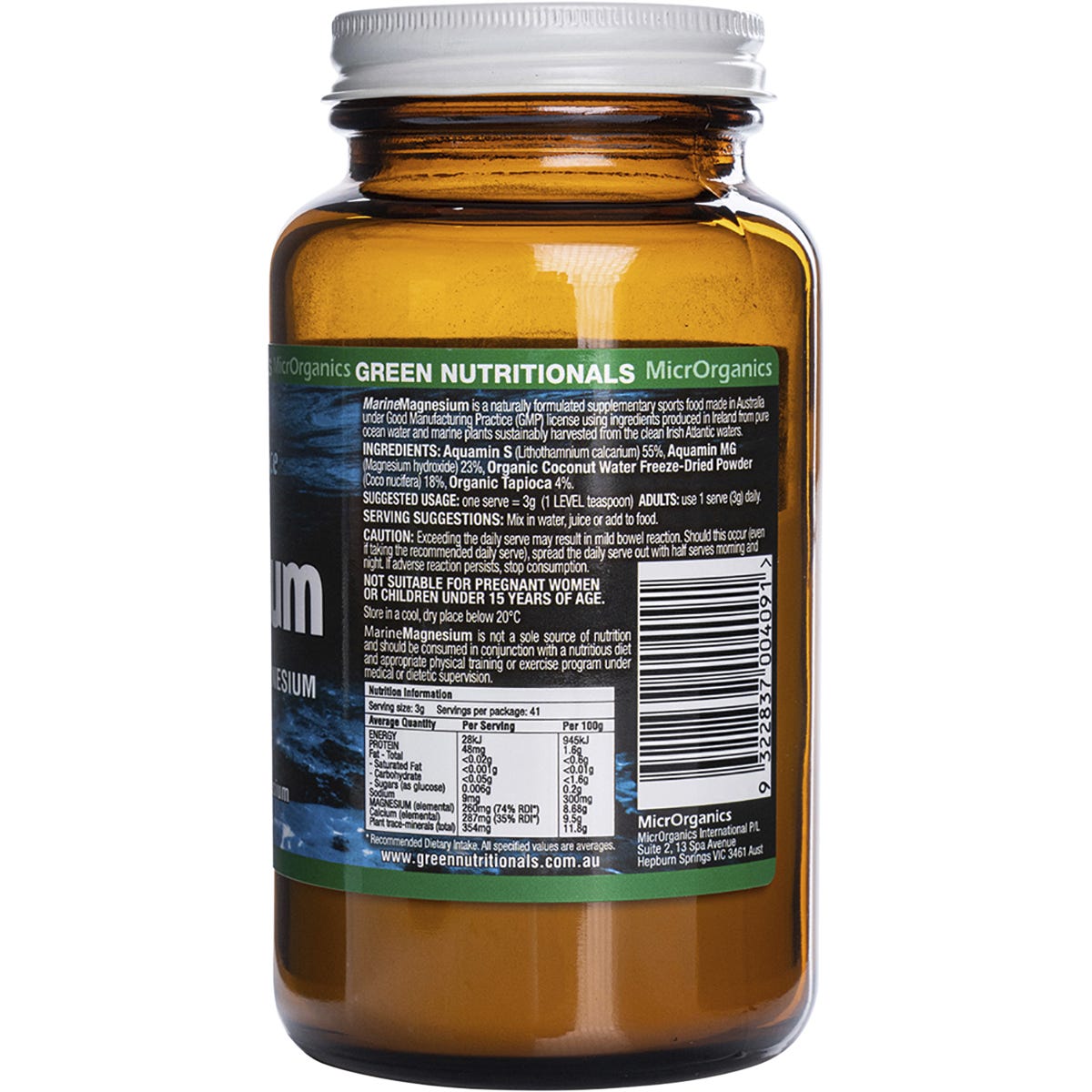 Green Nutritionals Marine Magnesium Powder 260mg