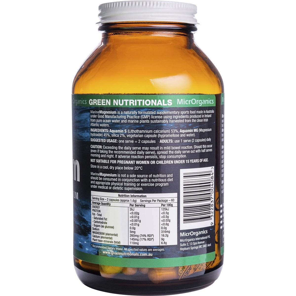 Green Nutritionals Marine Magnesium Vegan Capsules 260mg