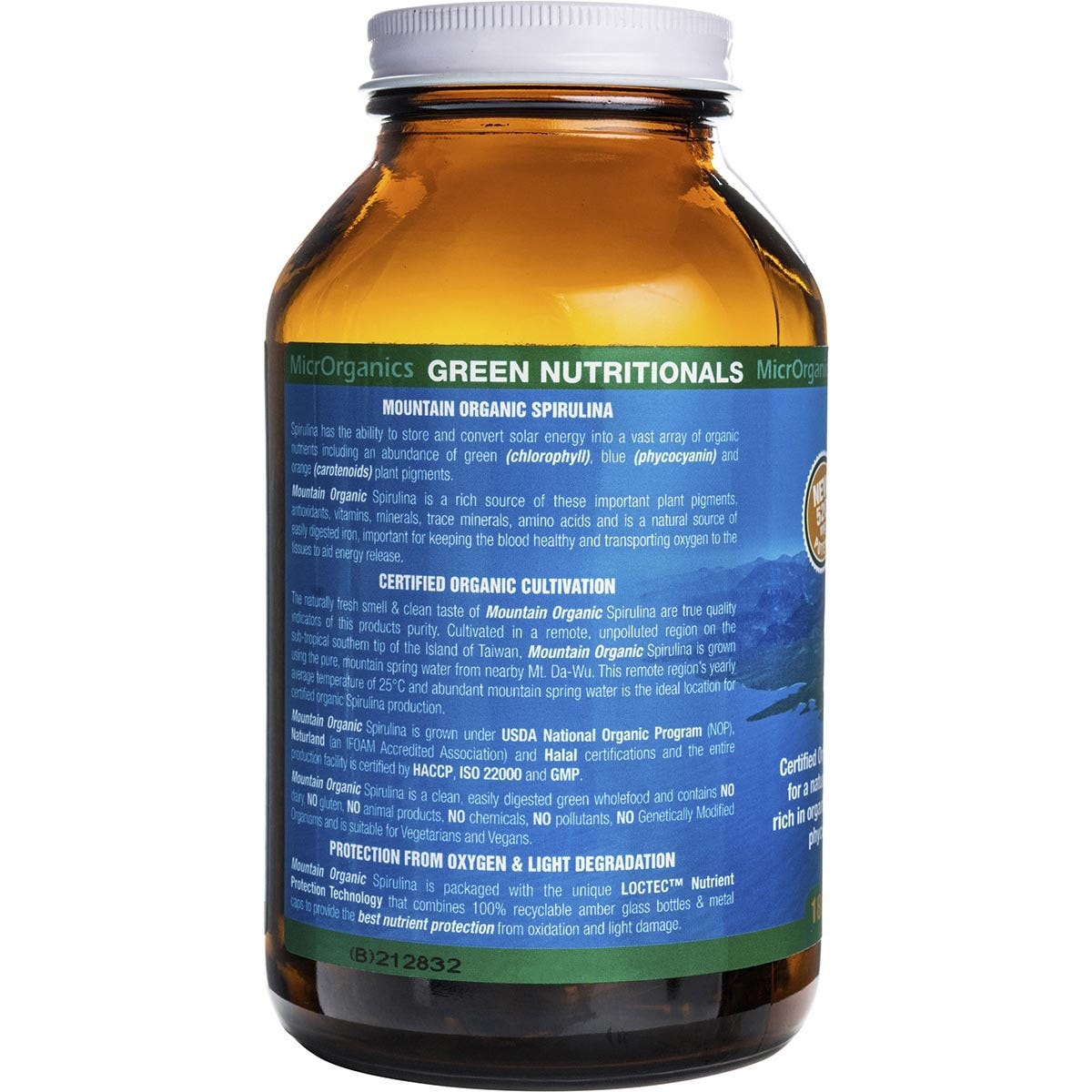 Green Nutritionals Mountain Organic Spirulina Vegan Capsules 520mg