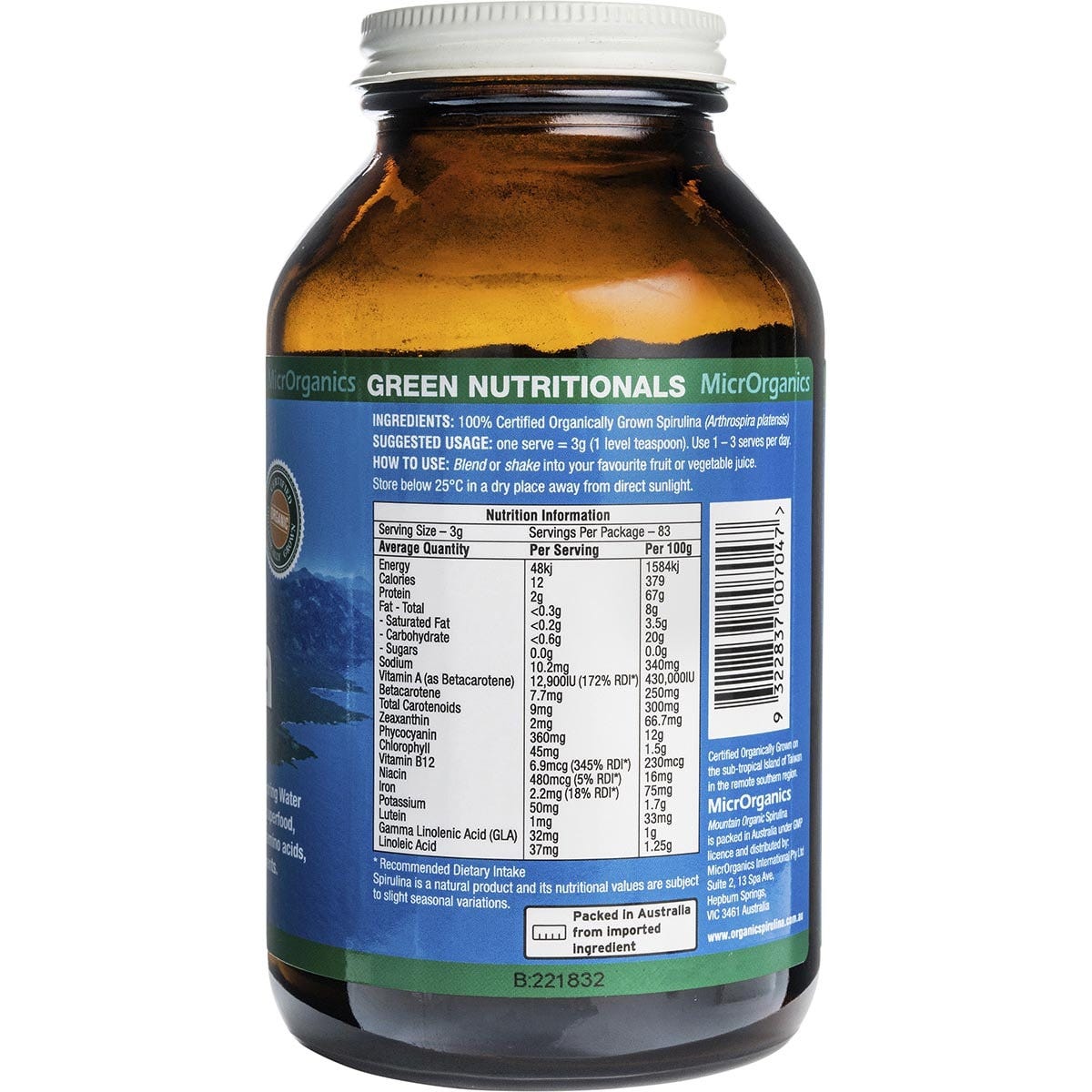 Green Nutritionals Mountain Organic Spirulina Powder