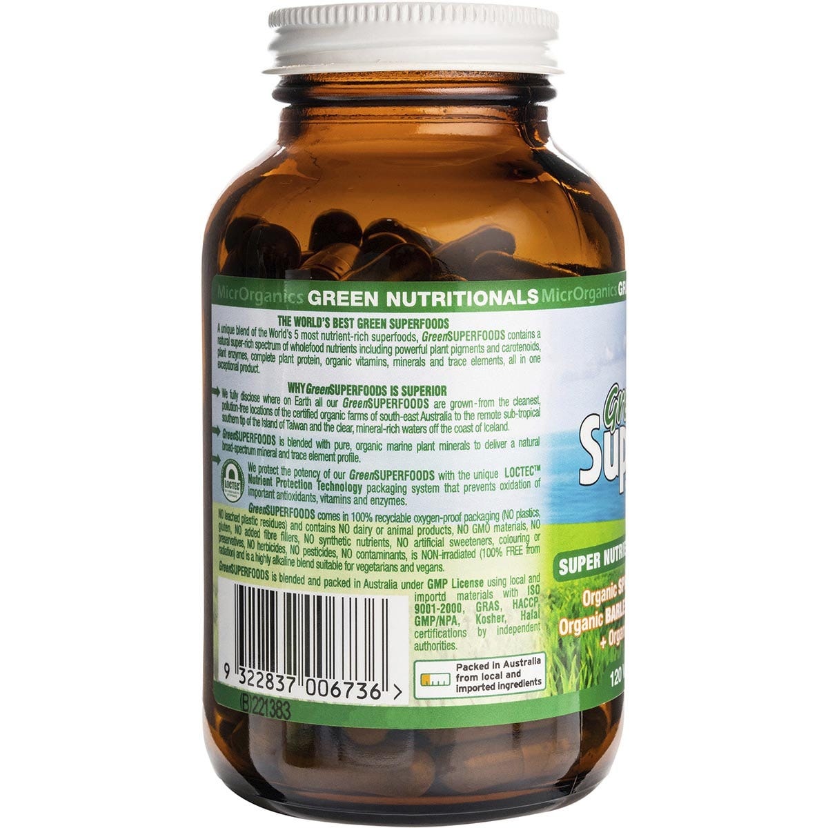 Green Nutritionals Organic Green Superfoods Vegan Capsules 600mg