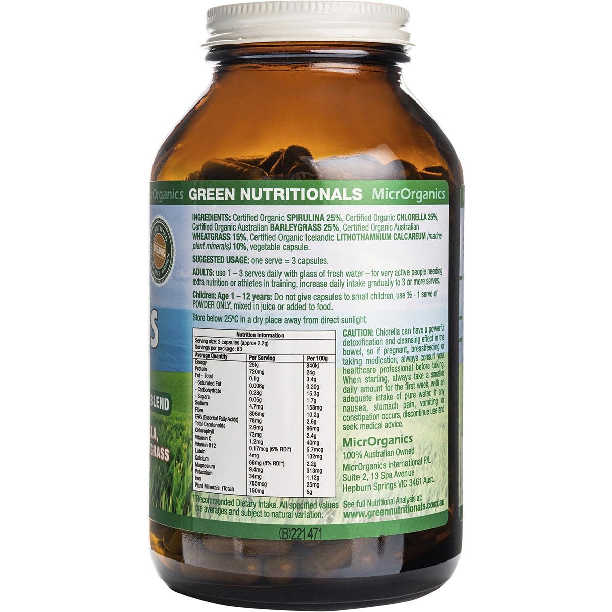 Green Nutritionals Organic Green Superfoods Vegan Capsules 600mg