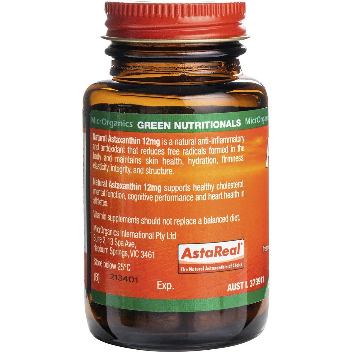 Green Nutritionals Natural Astaxanthin Vegan Capsules 12mg