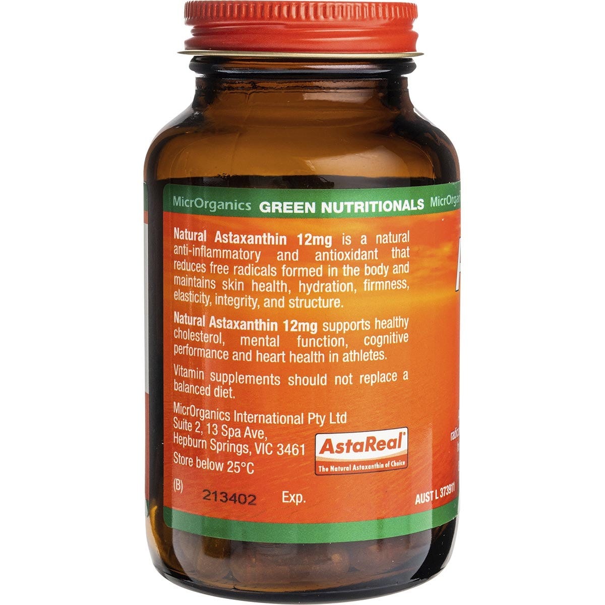 Green Nutritionals Natural Astaxanthin Vegan Capsules 12mg Mega Health Warehouse 