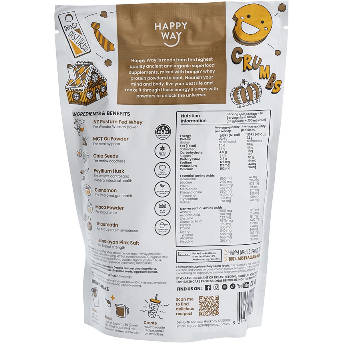 Happy Way Whey Protein Powder Caramel Biscuit