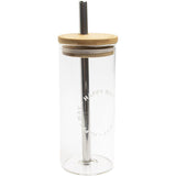 Happy Way Glass Tumbler with Stainless Steel Straw