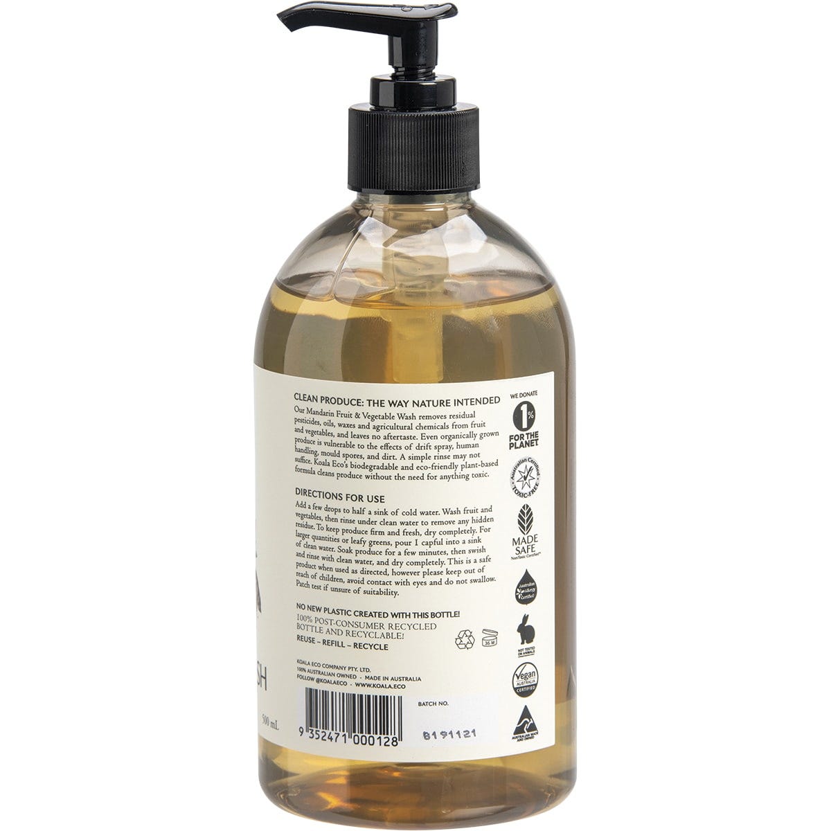 Koala Eco Fruit and Vegetable Wash Mandarin Essential Oil