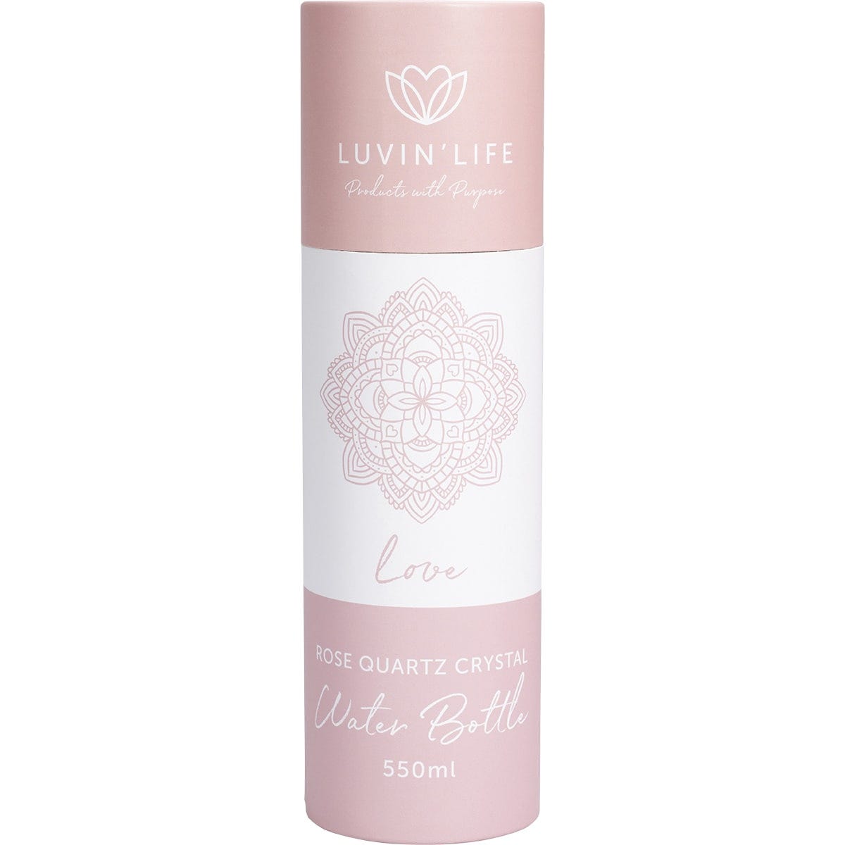 Luvin Life Crystal Water Bottle Rose Quartz Love