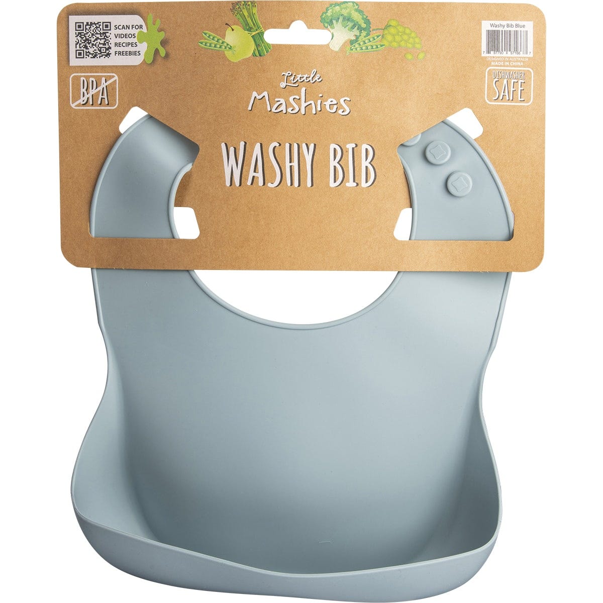 Silicone Washy Bib Dusty Blue