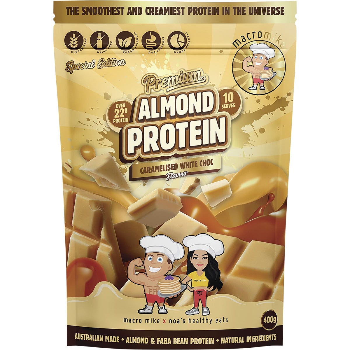 Premium Almond Protein Caramelised White Choc