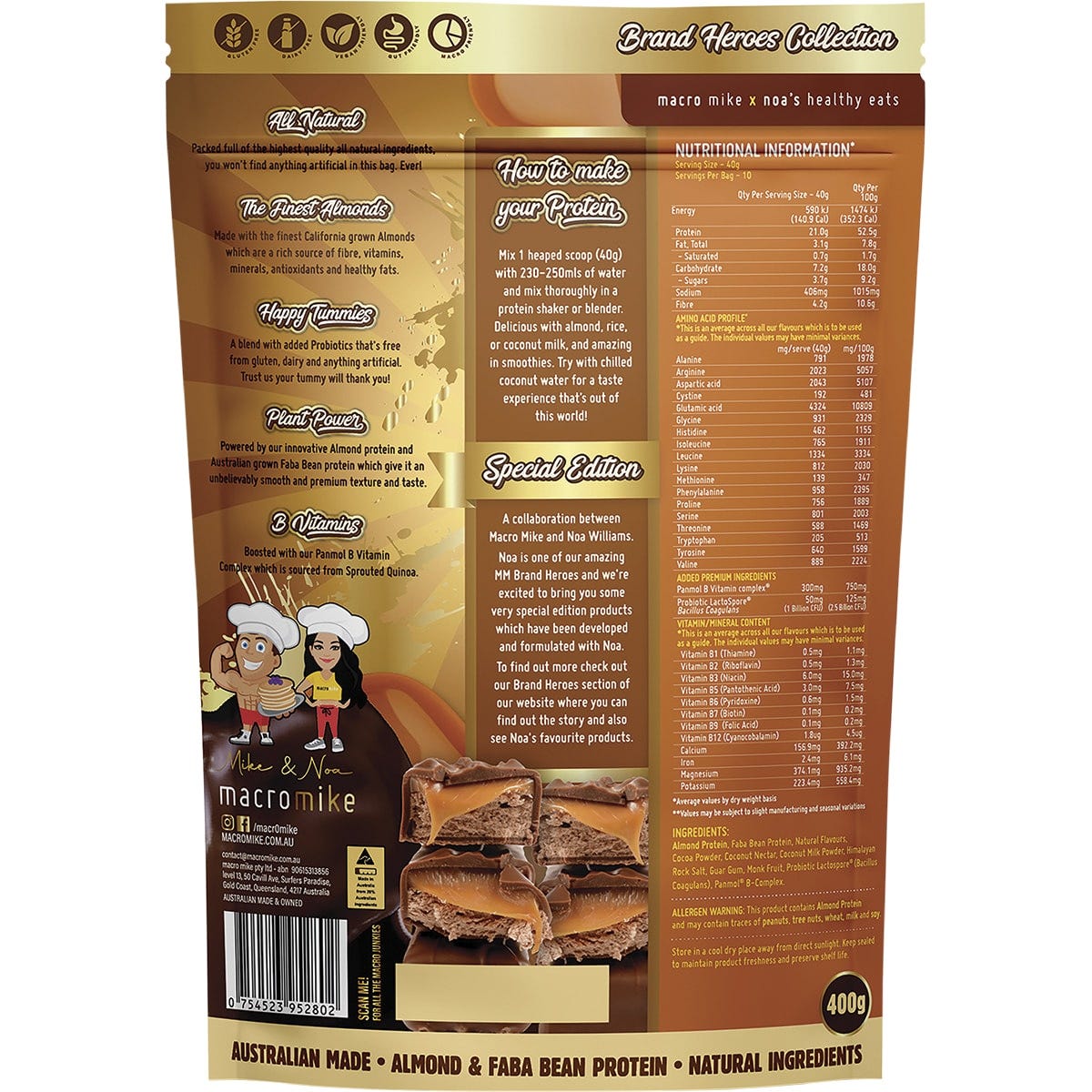 Macro Mike Premium Almond Protein Choc Caramel Bar