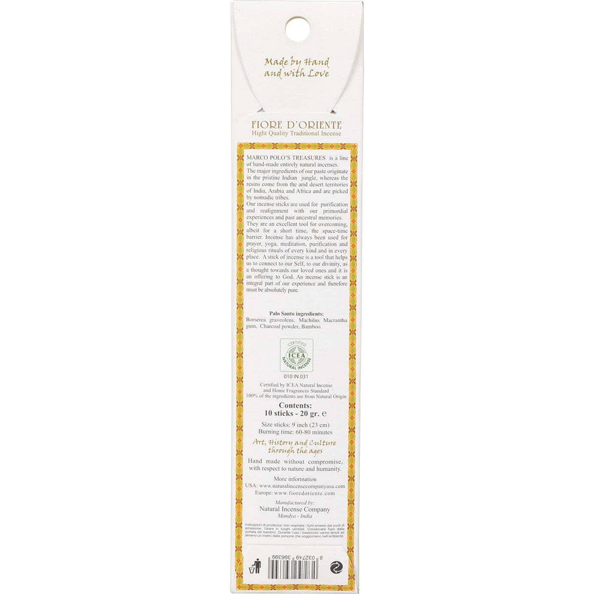 Marco Polo's Treasures Incense Sticks Palo Santo