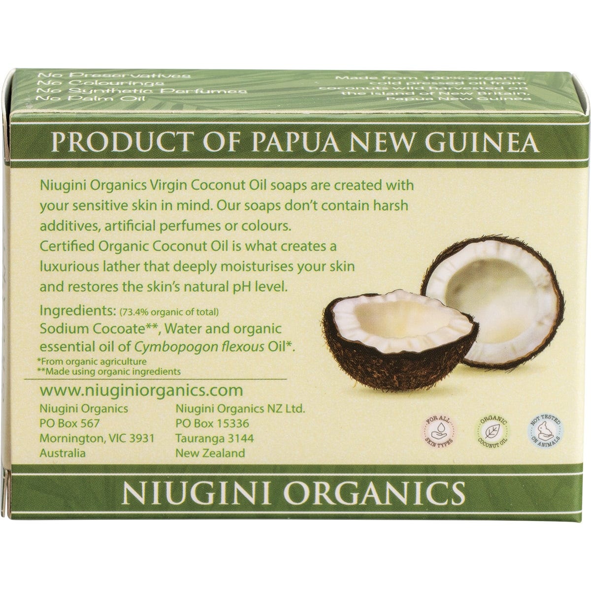 Niugini Organics Virgin Coconut Oil Soap Lemongrass