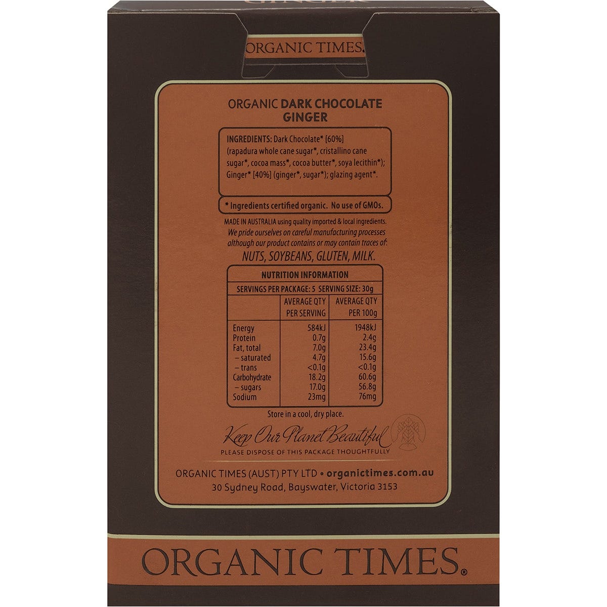 Organic Times Dark Chocolate Ginger