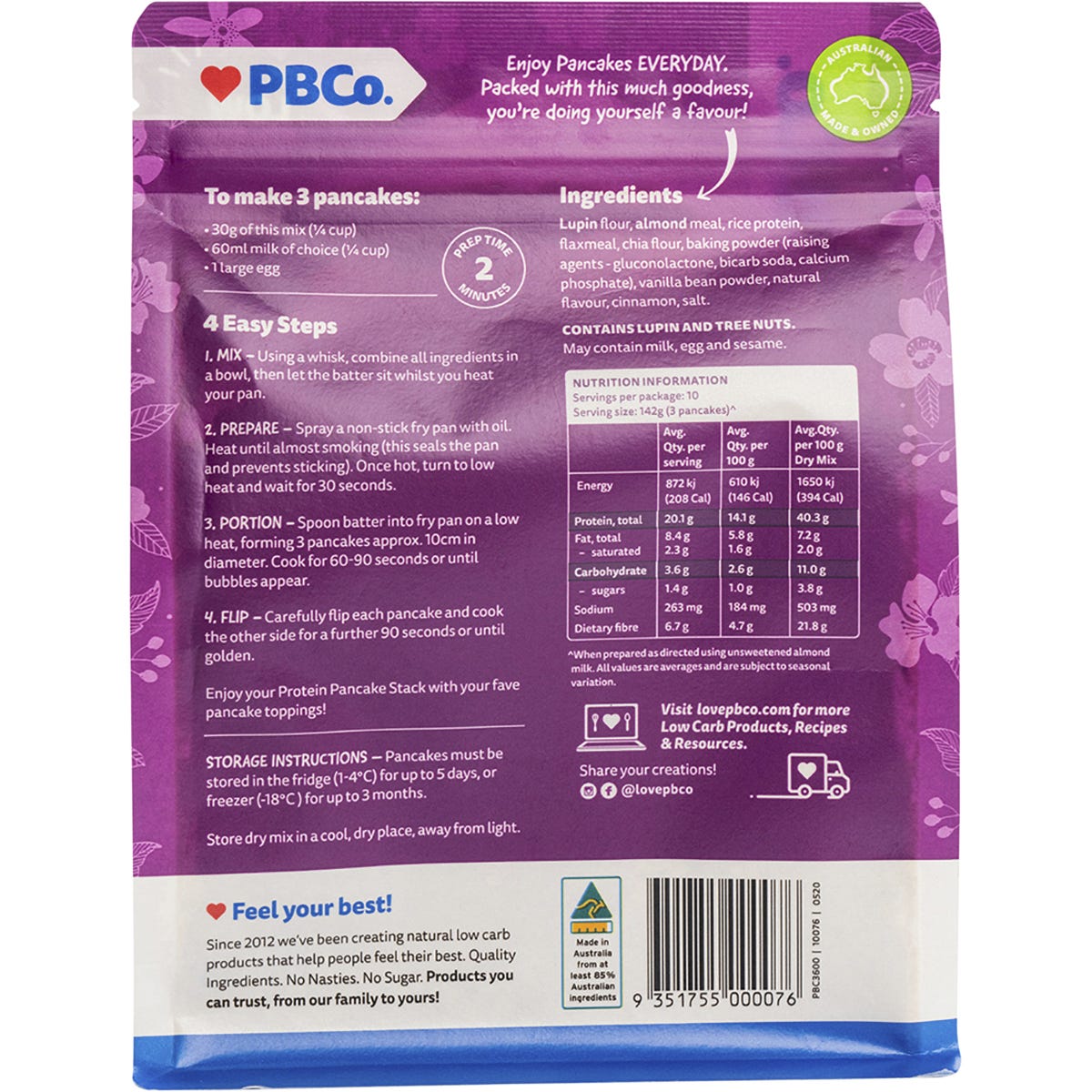 PBco Protein Pancakes Mix Plant Protein