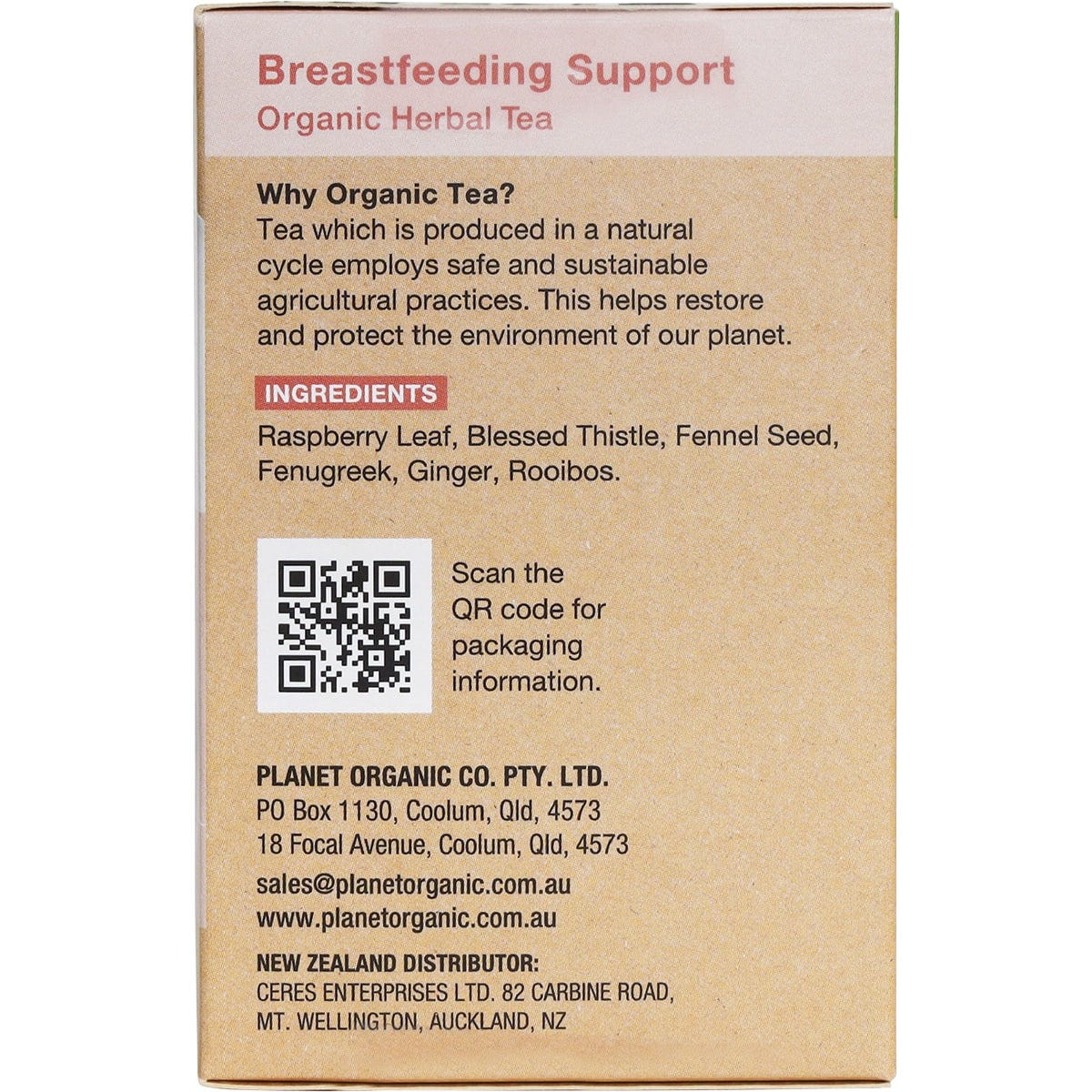 Planet Organic Herbal Tea Bags New Mother's Breastfeeding Support