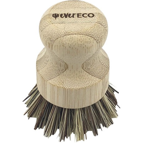 Pot Scrubber Bamboo Handle Palm Leaf Bristles