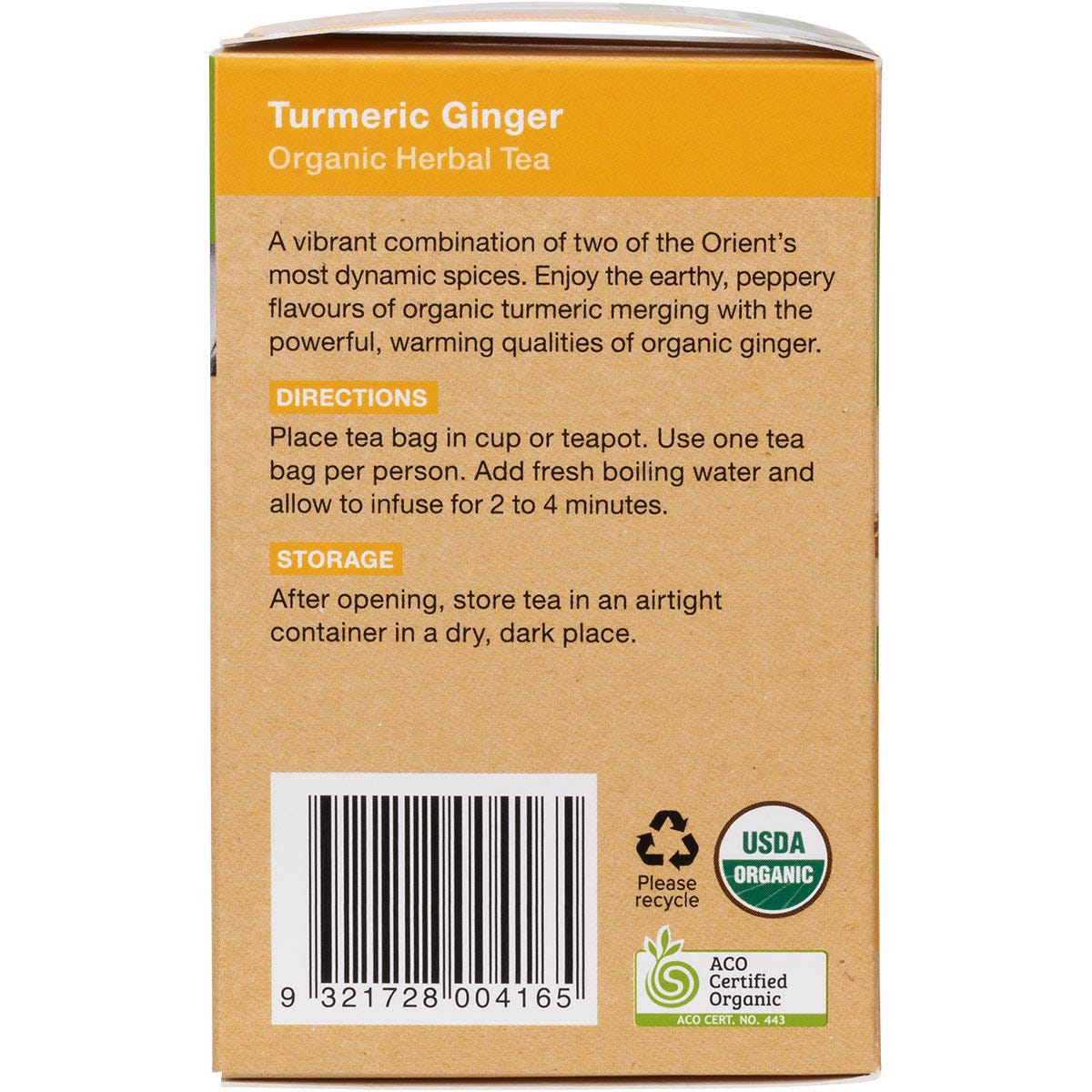 Planet Organic Herbal Tea Bags Turmeric Ginger