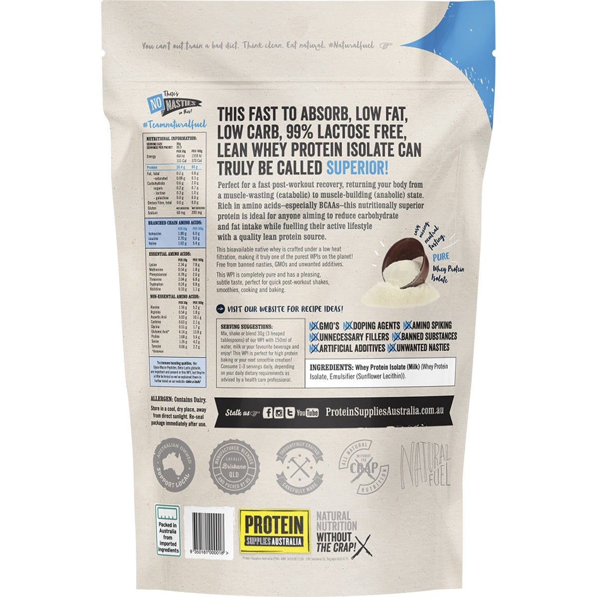 Protein Supplies Australia WPI Whey Protein Isolate Pure