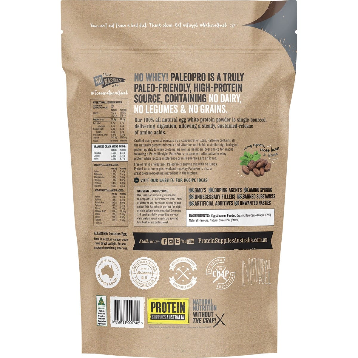 Protein Supplies Australia PaleoPro Egg White Protein Chocolate