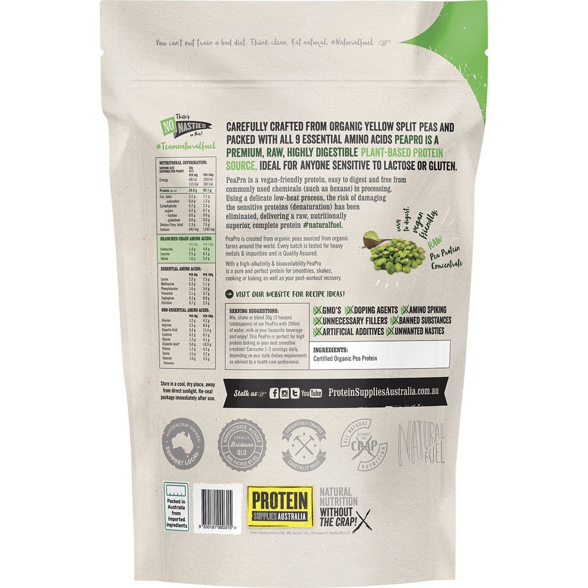 Protein Supplies Australia PeaPro Raw Pea Protein Pure