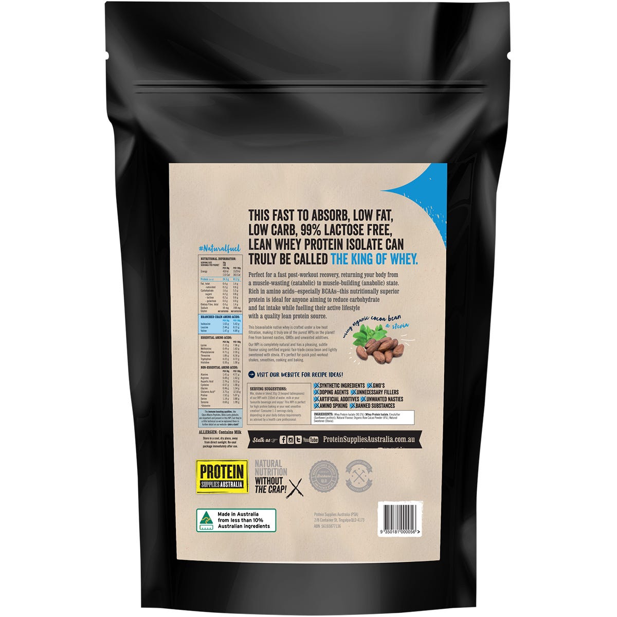 Protein Supplies Australia WPI Whey Protein Isolate Chocolate