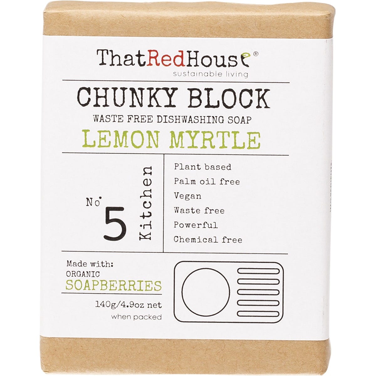 Chunky Block Dishwashing Soap Lemon Myrtle