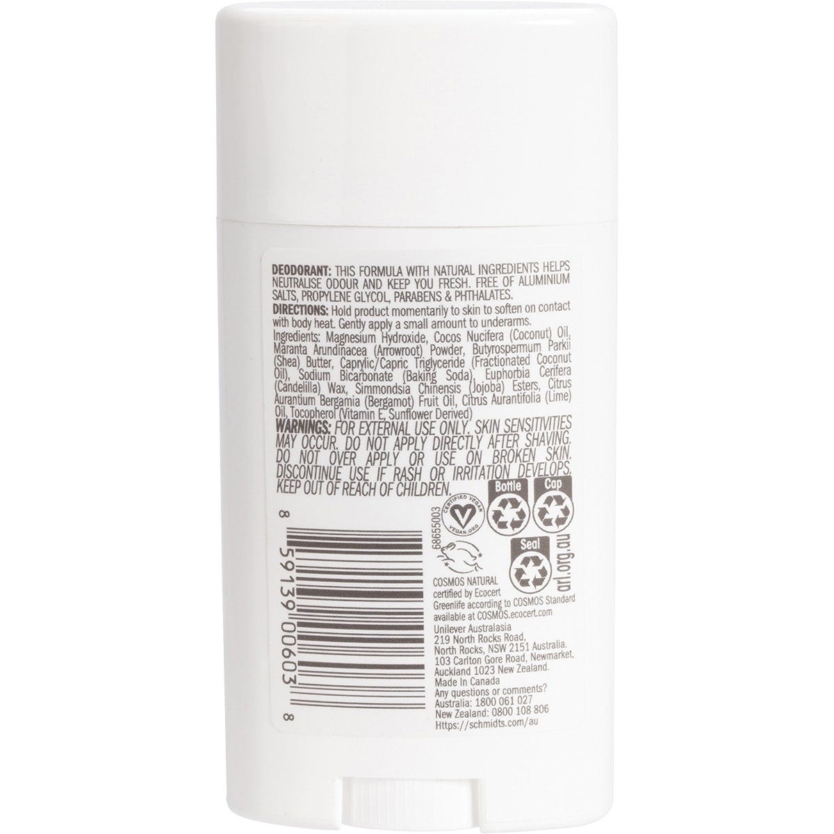 Schmidt's Deodorant Stick Bergamot + Lime