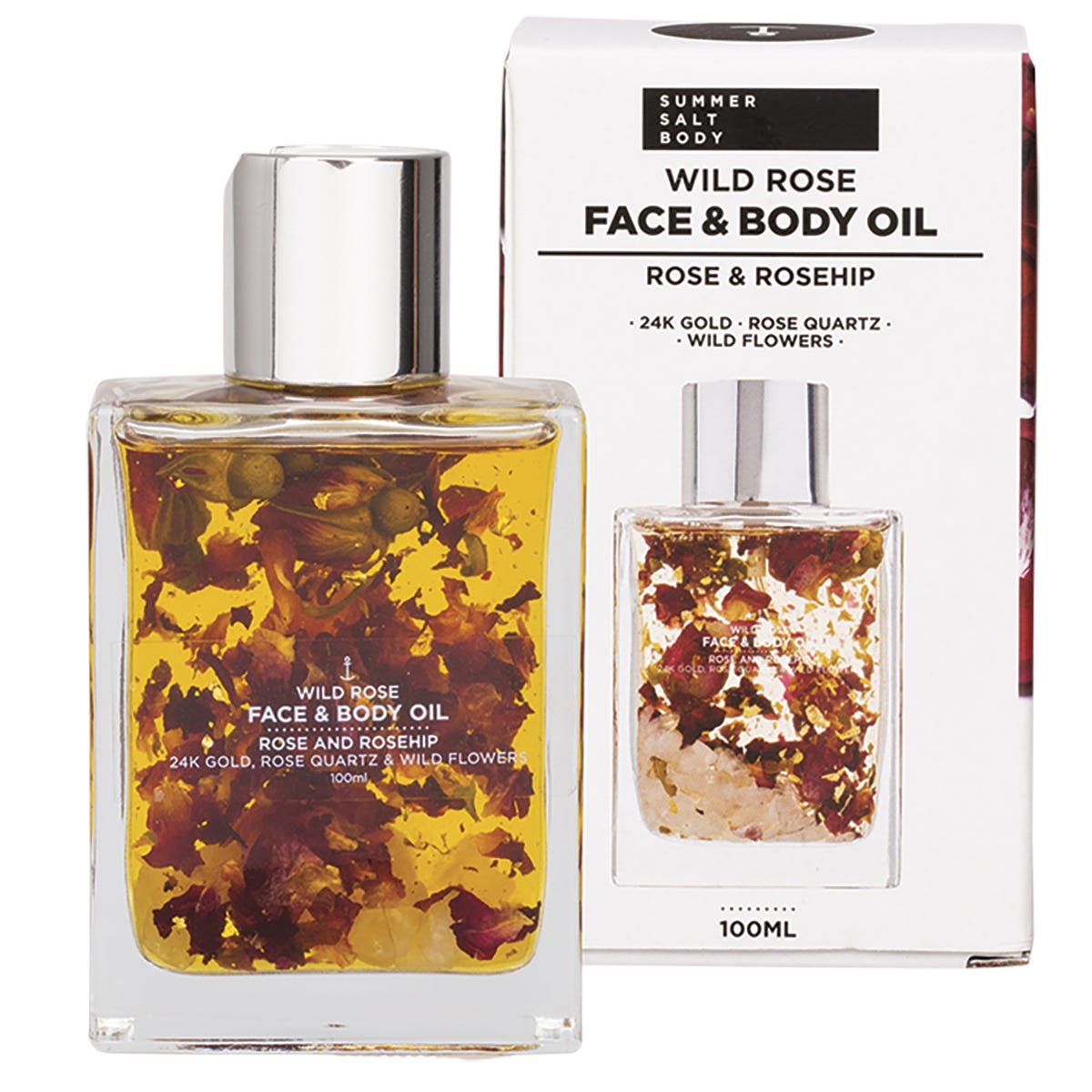 Face & Body Oil 24K Gold Wild Rose Rose Quartz