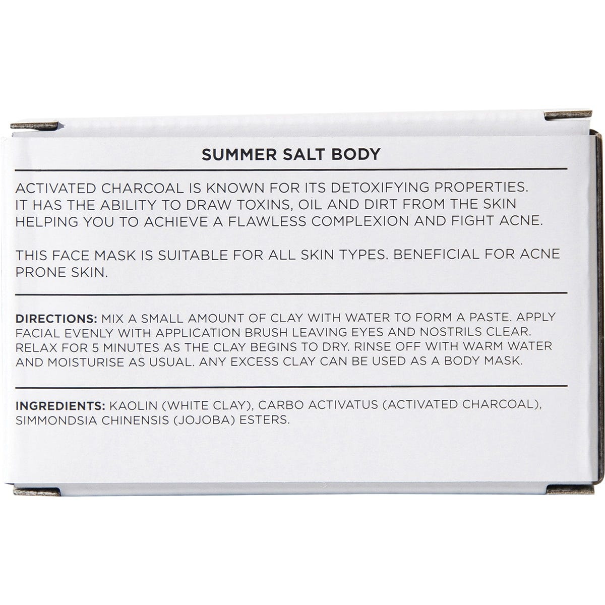 Summer Salt Body Face Mask Charcoal Clay