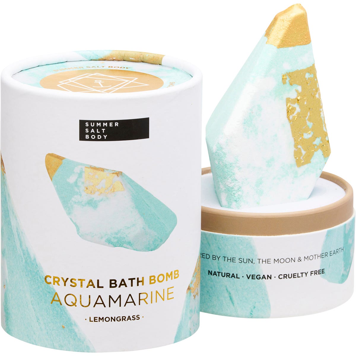 Summer Salt Body Crystal Bath Bomb Aquamarine Lemongrass