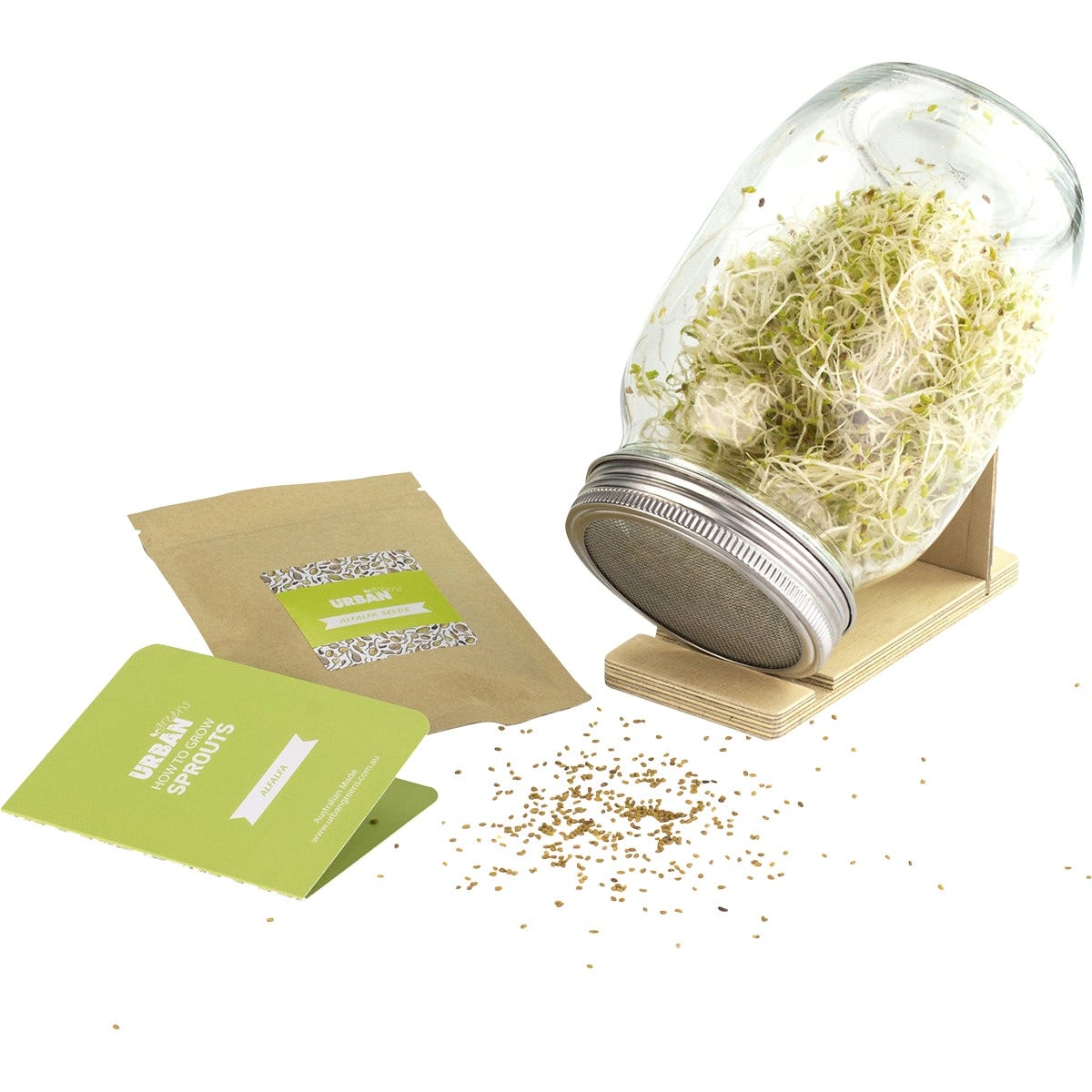 Urban Greens Grow Your Own Sprouts Kit Alfalfa 10x10x17cm