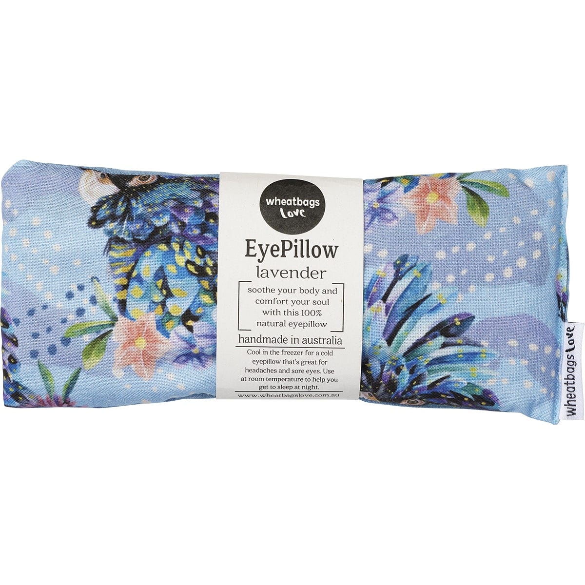 Wheatbags Love Eyepillow Blue Cockatoo Lavender Scented