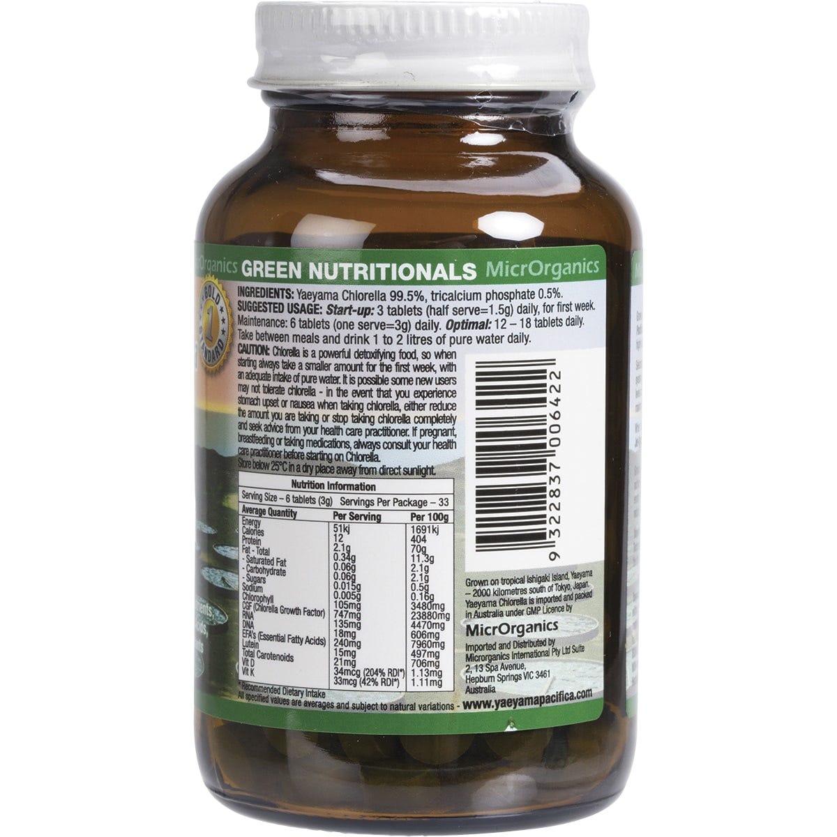 Green Nutritionals Yaeyama Pacifica Chlorella Tablets 500mg